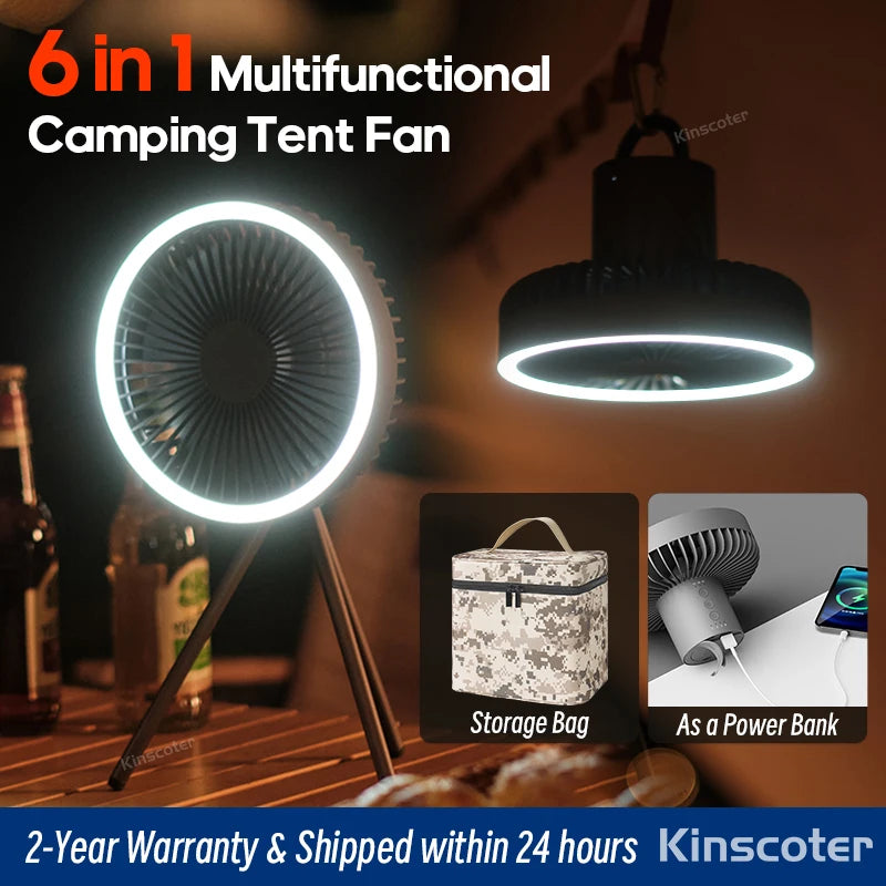 10000mAh Camping Fan Rechargeable Desktop Portable Air Circulator