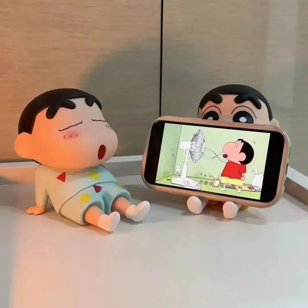 Crayon Shin-Chan Figures Phone Holder Kawaii Anime Desktop Ornaments