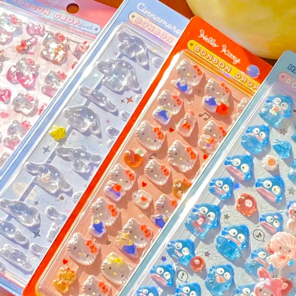 Cute Anime Hellokitty Kuromi Cinnamoroll 3D Sanrio Stickers