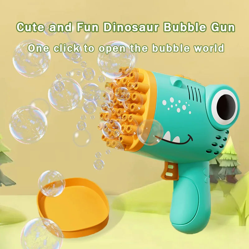 40 Hole Dinosaur Bubble Handheld Bubble Machine, Electric Bubble Gun