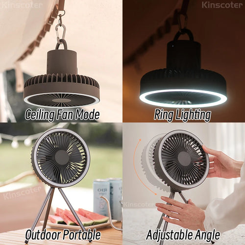 10000mAh Camping Fan Rechargeable Desktop Portable Air Circulator